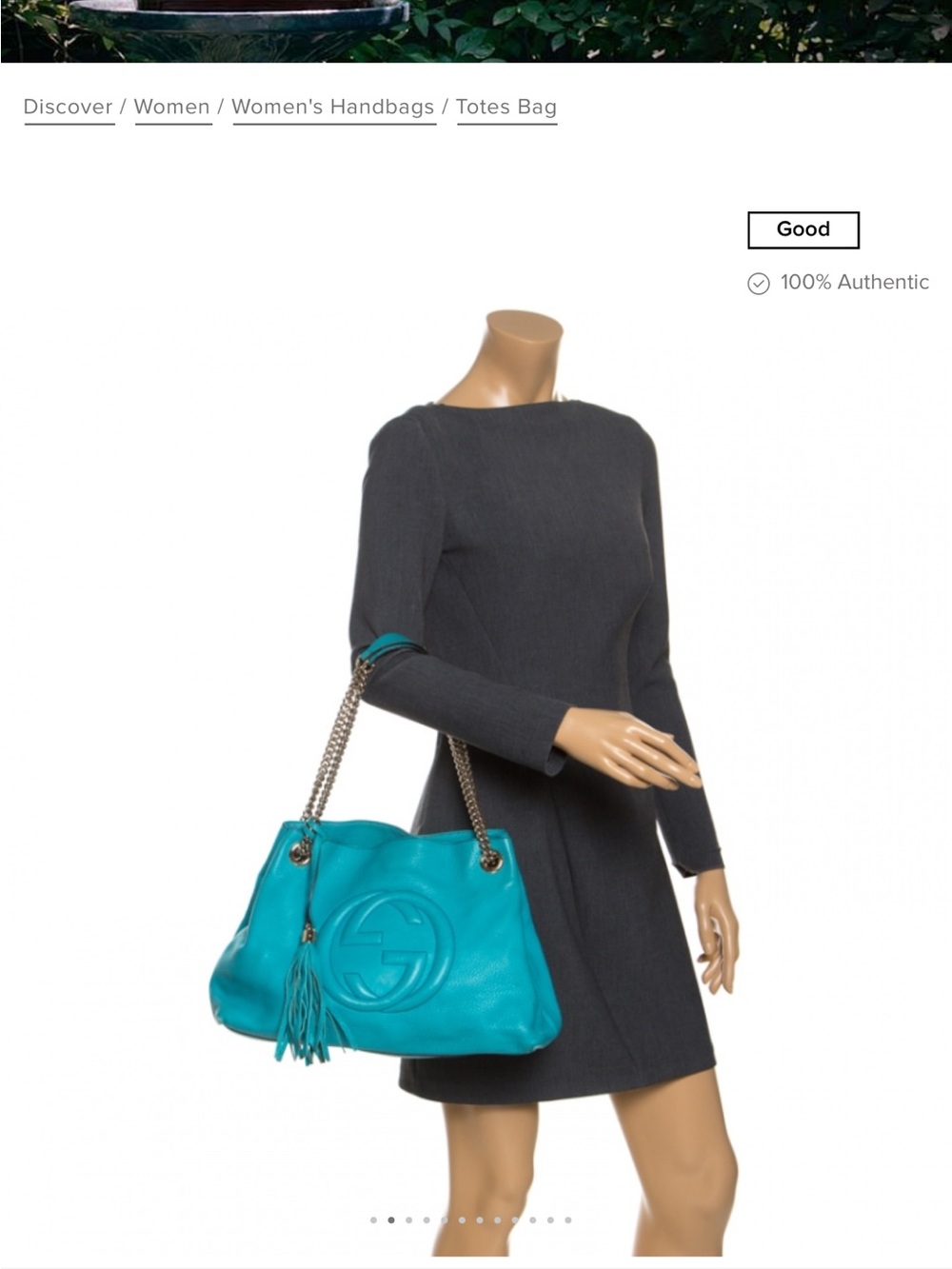 Gucci Teal Leather Soho Shoulder Tote with Tassel